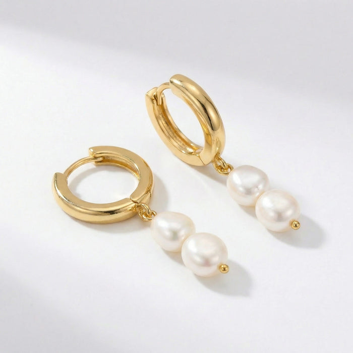 Double Pearl Creolen – NOOR GOLD